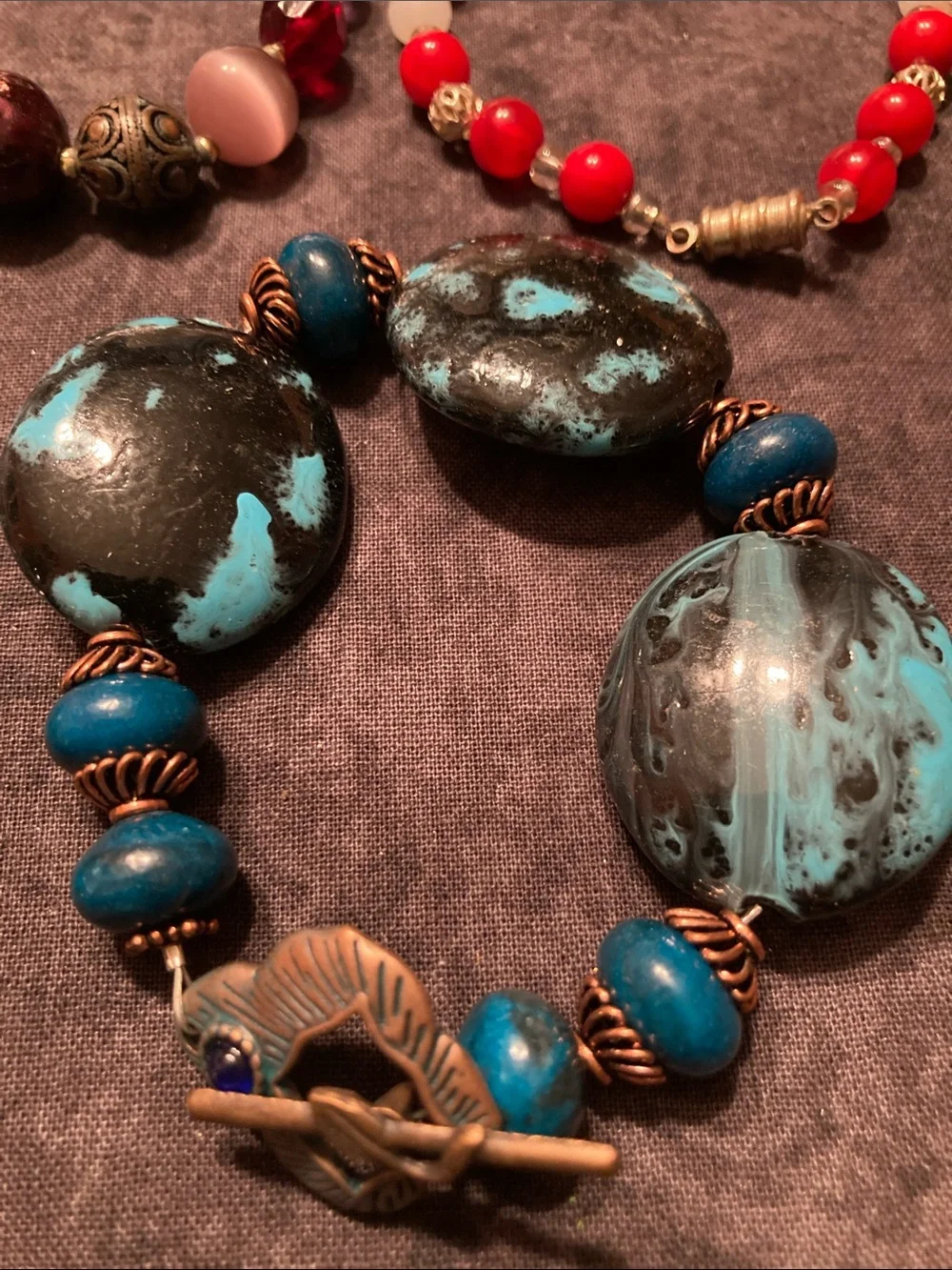 Awesome Beaded Bracelet Lot of 6 Glass Stone Resin